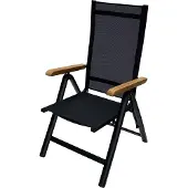 Brulo - Aluminium tuinstoel - ligstoel - strandstoel opvouwbaar - ligstoel- teak zwart