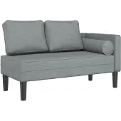 vidaXL Chaise longue met kussens stof lichtgrijs