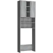 vidaXL Wasmachinekast 64x25,5x190 cm grijs sonoma eikenkleurig