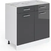 Vicco Keukenonderkast R-Line Antraciet Hoogglans 80 cm zonder werkblad, Model 29250