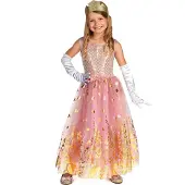 Vegaoo - Roze prinses gouden meisje vermomming