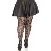 Leg avenue - Seamless Floral Lace Net panty - Zwart