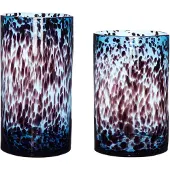 Hubsch Leo vazen cilinder zwart/blauw (set van 2)