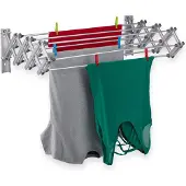 Relaxdays wanddroogrek inklapbaar - 8 m - uitschuifbaar - aluminium - 27 x 95 x 60 cm - zilver