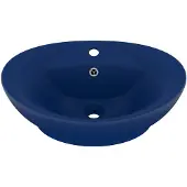 vidaXL Luxe wastafel met overloop, mat donkerblauw, 58,5x39 cm, keramiek