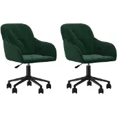 vidaXL Eetkamerstoelen draaibaar 2 st fluweel donkergroen