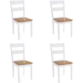 vidaXL Eetkamerstoelen 4 st massief rubberwood wit