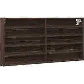 vidaXL Vitrinekast 100x8,5x50 cm bewerkt hout bruin eikenkleurig