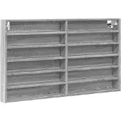 vidaXL Vitrinekast 100x8,5x58 cm bewerkt hout grijs sonoma eikenkleur