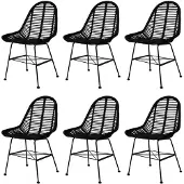 vidaXL Eetkamerstoelen natuurlijk rattan zwart 6 st online kopen