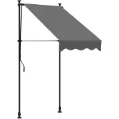 DKD Home Decor Uittrekbare zonnescherm, antracietkleurig, 100x150 cm, materiaal: stof en staal
