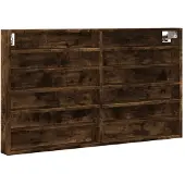 vidaXL Vitrinekast 100x8,5x58 cm bewerkt hout gerookt eikenkleurig