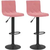 vidaXL Barkrukken 2 st fluweel roze
