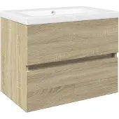 vidaXL 2-delige Badkamermeubelset keramiek en bewerkt hout