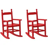 vidaXL Schommelstoelen 2 st voor kinderen massief populierenhout rood