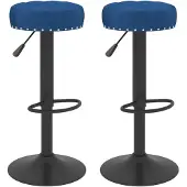 vidaXL Barkrukken 2 st fluweel blauw