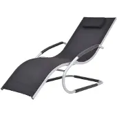 vidaXL Ligbed met kussen aluminium en textileen zwart