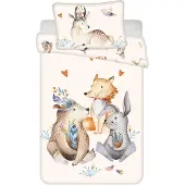 Jerry Fabrics BABY Dekbedovertrek, Bosdiertjes - 135 x 100 + 40 x 60 cm - Katoen