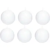 Trend Candles Bolkaars glad - 6x - wit - 7 cm - 16 branduren - ronde kaarsen