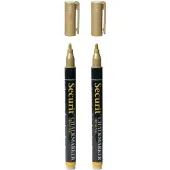 Securit 3x stuks krijtbord stift - goud - ronde punt 1-2 mm - voor borden glas en keramiek