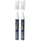 Securit Krijtstift - 6x stuks - wit - platte punt - 2-6 mm - krijt - voor glas en krijtbord - chalkmarker - krijtmarker
