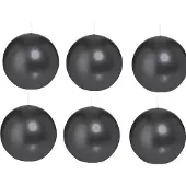 Trend Candles Bolkaars glad - 6x - zwart - 8 cm - 25 branduren - ronde kaarsen