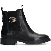 Manfield Zwarte leren chelsea boots met gesp | Maat 36