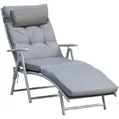 Outsunny zonneligbed, strandligbed, tuinligbed, inklapbaar, verstelbaar, metaal, grijs
