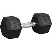 HOMCOM HOMdotCOM Rubberen fitness dumbbell, metaal met rubber zwart 12,5 KG