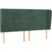vidaXL Hoofdbord met randen 163x23x118/128 cm fluweel donkergroen