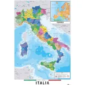 Merkloos Poster Map Italia Physical Politic 61x91,5cm