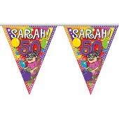 Folat 4x Leeftijd versiering vlaggenlijn / vlaggetjes / slinger Sarah 50