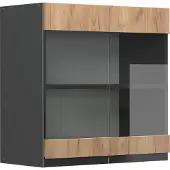 Vicco R-Line Glazen keukenkast – 60 cm J-vorm Krachtige eik goud