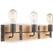 Home Sweet Home - Industriële Wandlamp Denton - Muurlamp gemaakt van hout - Antraciet - 55/11/13cm - wandlamp geschikt voor woonkamer, slaapkamer- geschikt voor E27 LED lichtbron