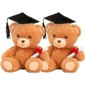 Keel Toys 2x stuks pluche geslaagd knuffel beertjes 14 cm - Afstudeer
