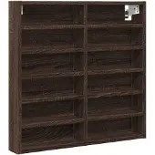 vidaXL Vitrinekast 60x8,5x58 cm bewerkt hout bruin eikenkleurig