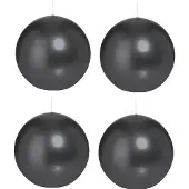 Trend Candles Bolkaars glad - 4x - zwart - 7 cm - 16 branduren - ronde kaarsen