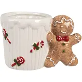 Clayre & Eef Mok Gingerbread man 350 ml Wit Bruin Keramiek Drinkbeker Wit Drinkbeker
