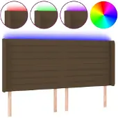 vidaXL Hoofdbord LED 183x16x118/128 cm stof donkerbruin