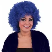 Funny fashion Carnaval verkleed pruik - Dames/heren - Blauw - Krullen - Clownspruik