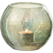 J-Line windlicht Bol Craquele Parel Effect - glas - groen - small