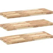vidaXL Wandschappen 3 st zwevend 80x30x4 cm onbehandeld acaciahout