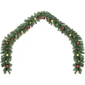 vidaXL Kerstslinger versierd met kerstballen en LED-lampjes 5 m
