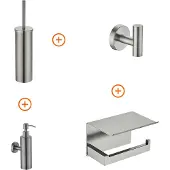 Guido Gusto Toilet accessoires set Gun metal exclusief met zeepdispenser