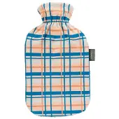Fashy warmwaterkruik 2 liter met fleece hoes in ruitdesign apricot