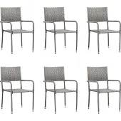 vidaXL Tuinstoelen 6 st stapelbaar poly rattan grijs