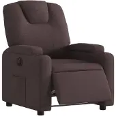 vidaXL Fauteuil verstelbaar elektrisch stof donkerbruin