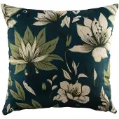 Tiseco - Kussen (gevuld) - Bloementekening print - 45x45 cm, groen