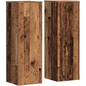 vidaXL Plantenstandaards 2 st 33x33x100cm bewerkt hout oud houtkleurig