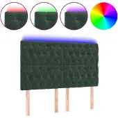 vidaXL Hoofdbord LED 144x7x118/128 cm fluweel donkergroen